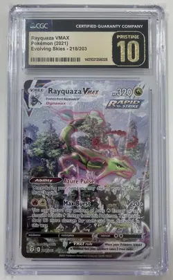 Pokemon Rayquaza VMAX Evolving Skies Secret Rare Alt Art #218 Graded Pristine 10 - Image 3
