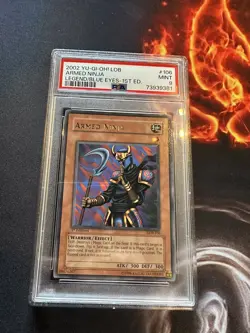 Yu-Gi-Oh Armed Ninja LOB-106 1st Edition Rare Legend Of Blue Eyes PSA 9 Mint - Image 1
