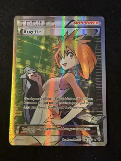 Pokemon TCG Brigette Trainer Supporter Card Holo 161/162 - Image 1