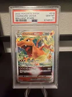 PSA 10 - Charizard VSTAR 018/172 SWSH Brilliant Stars Pokemon Card - Image 1
