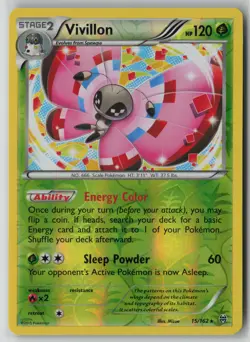 Vivillon 15/162 Pokemon BREAKthrough Reverse Holo Lightly Played Card (LP) 1 - Image 1