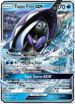 Tapu Fini GX - 39/147 - Pokemon Burning Shadows Sun & Moon Ultra Rare Card NM - Image 1