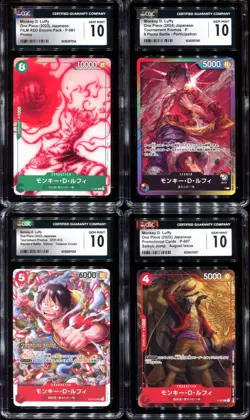 One Piece Monkey D Luffy Japanese CGC 10 Mint! 4 x Graded Card Bundle/Lot - Image 1