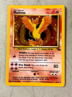 Pokemon TCG Moltres 12/62 Fossil Set Holo Rare WOTC 1999 LP Card - Image 1