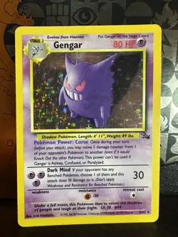 Pokemon Gengar TCG Holo Rare Unlimited Card 5/62 Fossil LP - Image 1