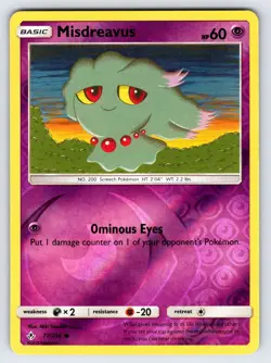 Misdreavus 77/214 2019 SM Unbroken Bonds Pokemon Card Reverse Holo Common - Nm - Image 1