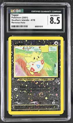 CGC 8.5 Togepi 2001 Southern Islands 4/18 Reverse Holo SWIRL Pokemon Card - Image 1
