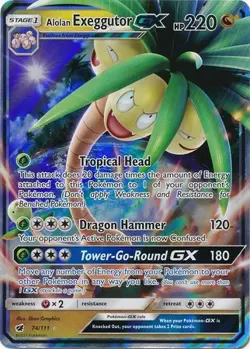 Alolan Exeggutor GX - 74/111 - Pokemon Crimson Invasion Sun Moon Rare Card NM - Image 1
