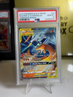2019 Pokemon Reshiram & Charizard GX Tag Team #20 PSA 10 GEM MINT Unbroken Bonds - Image 1