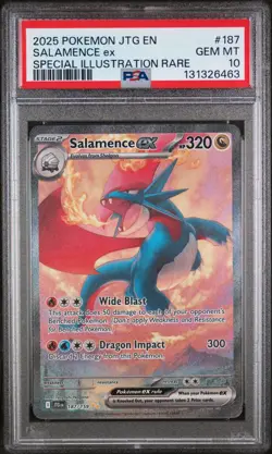 2025 POKEMON JTG EN-JOURNEY TOGETHER #187 SALAMENCE EX PSA 10 - Image 1