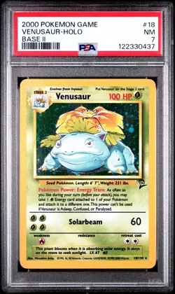 1999 POKEMON GAME UNLIMITED BASE SET VENUSAUR HOLO 15/102 PSA 7 NM - Image 1