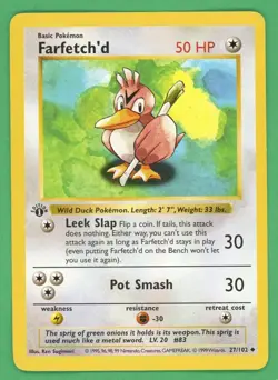 Farfetch'd Pokemon Base Set 1st Edition Shadowless Uncommon 27/102 - Image 1