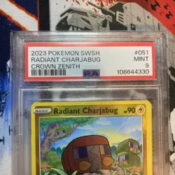 2023 POKEMON SWORD & SHIELD CROWN ZENITH #051/159 RADIANT CHARJABUG PSA 9 Mint! - Image 3