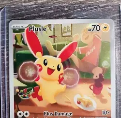 Pokemon Plusle Trading Card 193/182 Scarlet Violet Paradox Rift Full Art Holo - Image 3