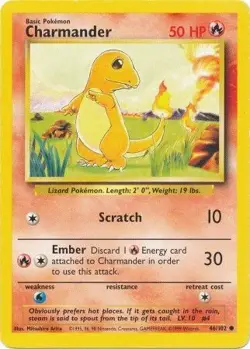 Charmander - 46/102 - Pokemon Base Set Unlimited Card WOTC LP - Image 1