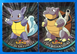 Topps Series 1 Holo Pokemon Card LOT - Blastoise #09 & Wartortle #08 Black Logo - Image 1