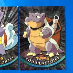 Topps Series 1 Holo Pokemon Card LOT - Blastoise #09 & Wartortle #08 Black Logo - Image 3