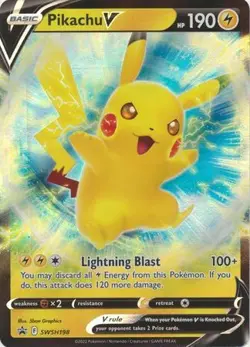 Pikachu V - SWSH198 - Pokemon Sword & Shield Promo Ultra Rare Holo Card NM - Image 1