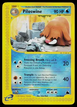 Pokemon Card - Piloswine Skyridge 24/144 Rare Non Holo - Image 1