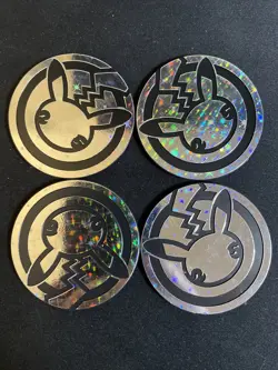 4 POKEMON TCG! Celebrations 25th Anniversary Silver Pikachu Coin JUMBO New - Image 1