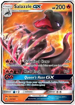 Salazzle GX - 25/147 - Pokemon Burning Shadows Sun & Moon Ultra Rare Card NM - Image 1