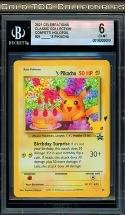 BGS 6 ⭐ Pokemon Birthday Pikachu 24 Celebrations 25th Anniversary Promo - Image 1