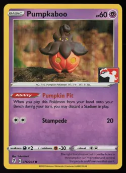 Pokemon Pumpkaboo 076/203 Prize Pack Series Cards Holo Pack Fresh - NM - Image 1