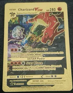 Charizard VStar Gold Foil Fan Art Vinyl Pokemon HP280 Textured Collector Card - Image 1