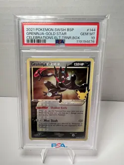 Greninja Gold Star SWSH144 Celebrations ETB Promo Pokemon Card PSA 10 - Image 1
