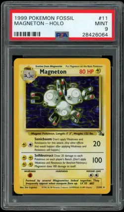 1999 Pokemon Fossil #11 Magneton Holo PSA 9 Mint - Image 1