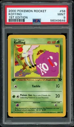 PSA 9 Mint 1st Edition Koffing #58 Pokemon 2000 Team Rocket Set - Image 1
