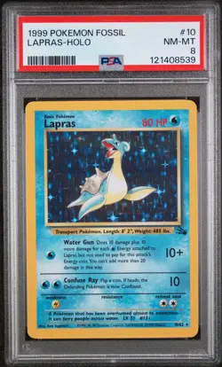 Pokemon Fossil Lapras Holo PSA 8 NM-MT - Image 1
