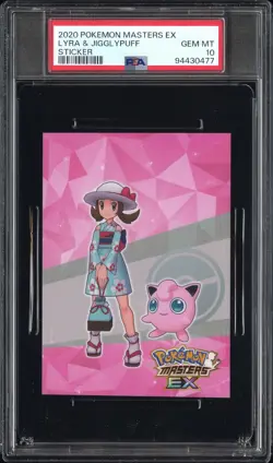 2020 POKEMON MASTERS EX STICKER LYRA & JIGGLYPUFF PSA 10 - Image 1