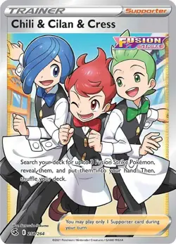 Chili & Cilan & Cress - 258/264 - Pokemon Fusion Strike Sword Shield Full Art NM - Image 1