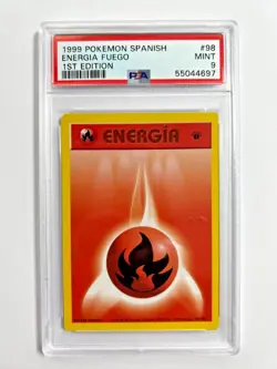 PSA 9 Mint 1st Edition Fire Energy 1999 Pokemon Base Set SPANISH #98 - Image 1
