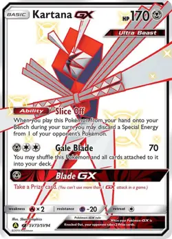 Kartana GX - SV73/SV94 - Pokemon Hidden Fates Sun & Moon Shiny Rare Card NM - Image 1