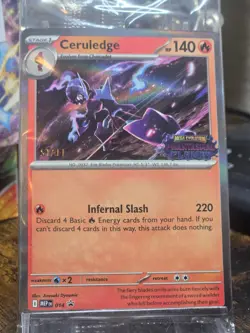 Pokemon - Ceruledge 014 - Phantasmal Flames - Stamped Staff Promo Pack - Sealed - Image 1