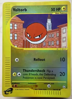 Voltorb Reverse Holo - 64/147 Aquapolis E Reader WotC Pokemon Card - 2002 - Image 1