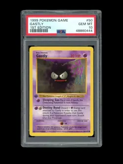 Pokemon PSA 10 GEM MINT Gastly 1st Edition Base Set Shadowless 1999 Card 50/102 - Image 1