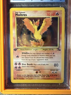 Pokemon TCG Moltres Holo Rare Card 12/62 Fossil 1st Edition - Image 3