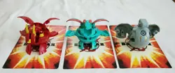 3 Giant Bakugan Battle Brawlers Red Dragonoid Deluxe Deka Pyrus 600G Spin Cards - Image 1