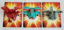 3 Giant Bakugan Battle Brawlers Red Dragonoid Deluxe Deka Pyrus 600G Spin Cards - Image 2