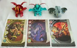 3 Giant Bakugan Battle Brawlers Red Dragonoid Deluxe Deka Pyrus 600G Spin Cards - Image 3