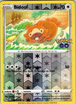 Pokemon | Pokemon GO | Bidoof (Peelable Ditto) | 059/078 | Reverse Holo | NM - Image 1