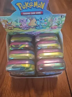 EMPTY Pokemon Prismatic Evolutions Mini Tins Complete Display With Box -No Packs - Image 3