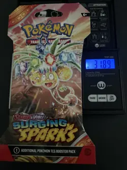 VERY HEAVY - 31.89g - Pokemon Surging Sparks Sleeved Booster Pack - SEALED! - Image 1