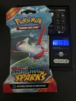VERY HEAVY - 32.01g - Pokemon Surging Sparks Sleeved Booster Pack - SEALED! - Image 1