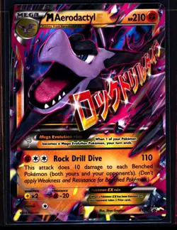 Mega M Aerodactyl EX Pokemon Card Holo Ultra Rare XY98 Black Star LP/NM 0408#71 - Image 1