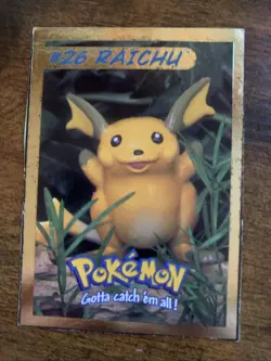 Raichu Pokemon Card Hasbro #26 (6 of 8) ***LARGE CREASE*** 1999 Realistic - Image 1