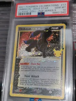 PSA 10 Umbreon Gold Star 17/17 Celebrations 2021 Pokemon Card HOLO BLEED Classic - Image 3